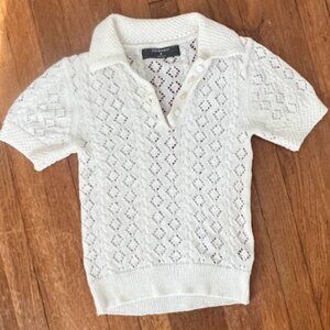 Primark Crochet Woven Knit Buttonup Polo Shirt, Women's S NWOT